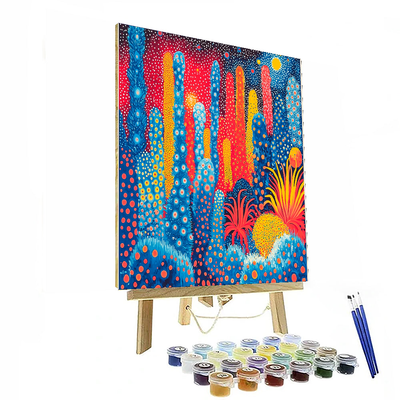 Yayoi Kusama Inspired Garden Of Cosmic Wonders  Numbered Painting Kits