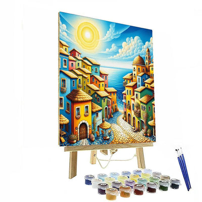 Sunkissed Mediterranean Village Paint By Numbers Art