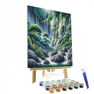 Cascading Waterfalls Paradise Painting By Numbers Kit