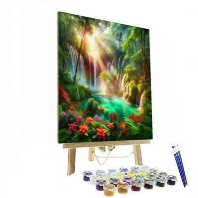 Tropical Waterfall Paradise Paint By Number