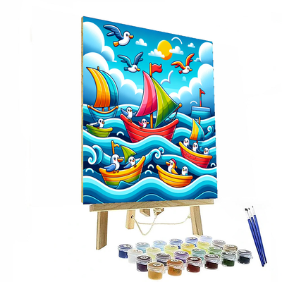 Sailing With Seagulls Painting Number Kit