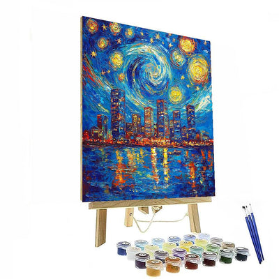 Vincent Van Gogh Inspired Starry City Night  Painting By Numbers Kit