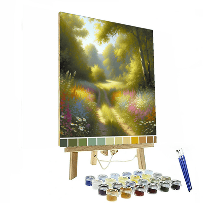 Sunlit Countryside Path Number Painting