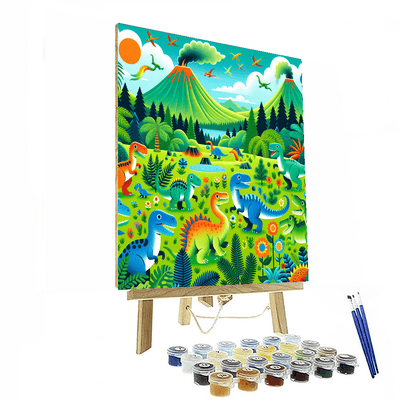 Whimsical Dinosaurs At Play Painting By Numbers Kit