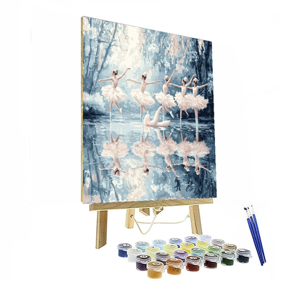 Edgar Degas Inspired Elegant Swan Lake Ballet  Paint By Color