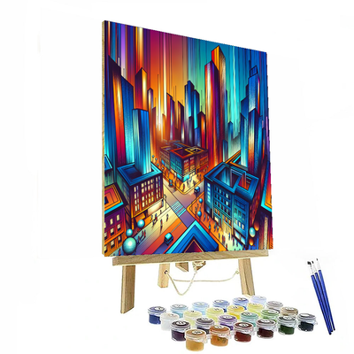 Whimsical Cityscape Wall Mural Paint By Numbers