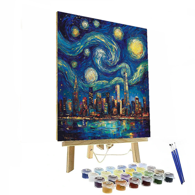 Vincent Van Gogh Inspired Starry Night Over Cityscape  Paint By Numbers Kits