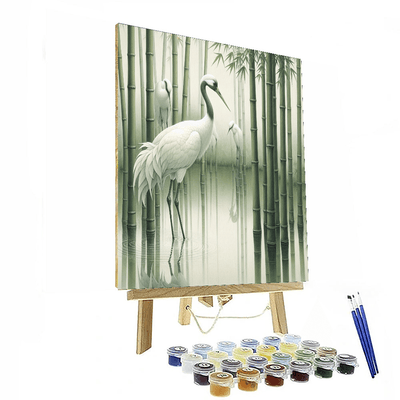 Graceful Asian Crane Painting Number Kit