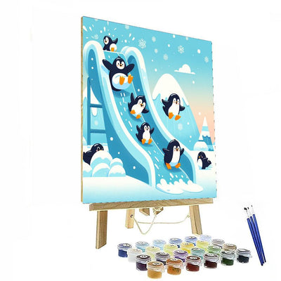 Snowy Penguin Playground Paint By Number