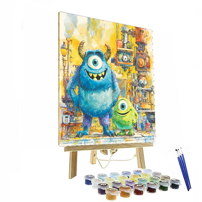 Monsters Inc Sulley And Mike Scare Factory - Disney Inspired Numbered Painting Kits