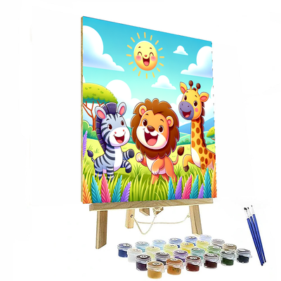 Happy Animal Kingdom Painting By Numbers Kit