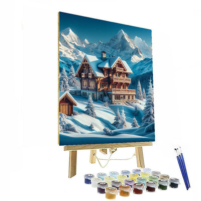 Winter Mountain Chalet Paint By Numbers Art