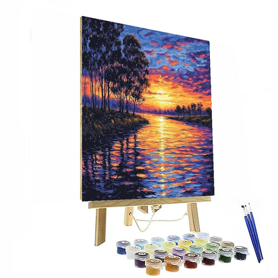 Claude Monet Inspired Sunset Over The Seine  DIY Paint By Numbers