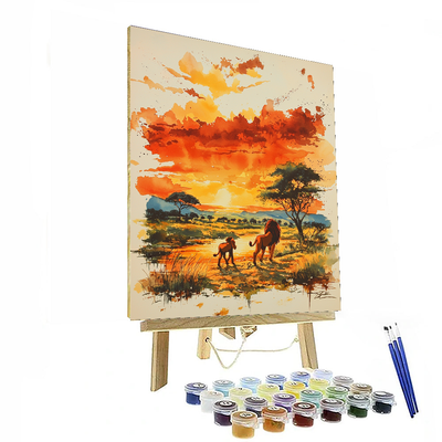 Simba's Savanna Sunset Safari - Disney Inspired Numbered Painting Kits