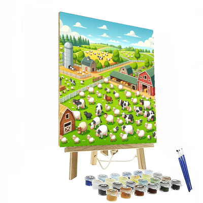 Friendly Farmstead Frolic Number Painting