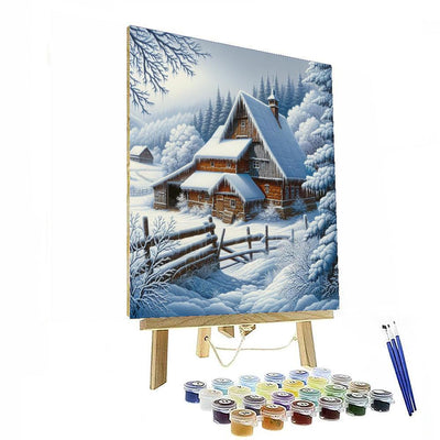 Rustic Winter Barn Paint By Number