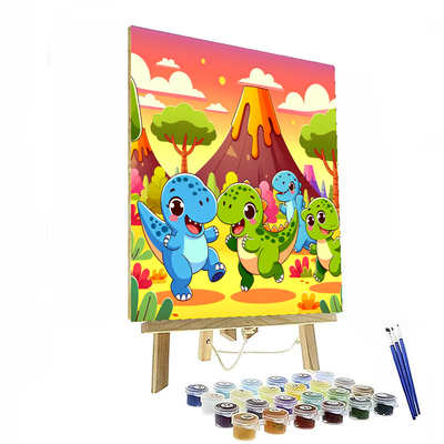 Exciting Dinosaur Race Paint By Numbers Kits