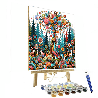 Folk Art Forest DIY Paint By Numbers