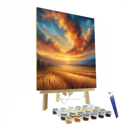 Golden Fields At Dusk Number Painting