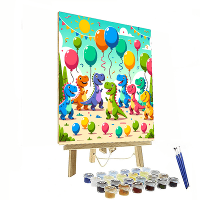 Dino Dance Party Paint By Numbers Art