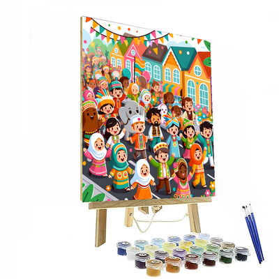 Rainbow Village Parade DIY Paint By Numbers