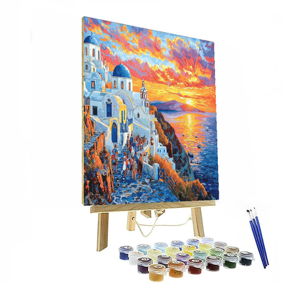 Santorini Sunset - Santorini, Greece Numbered Painting Kits