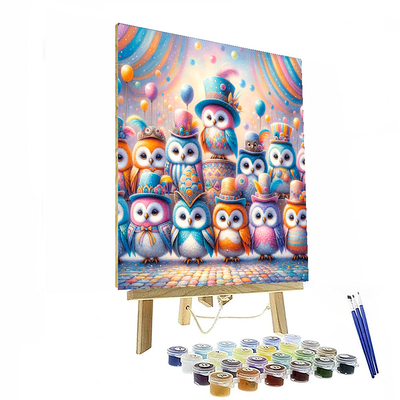 Whimsical Owl Parade Paint By Number