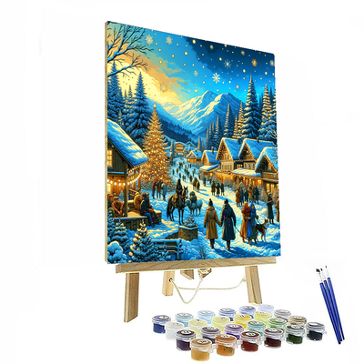 Quaint Village Winter Scene DIY Paint By Numbers