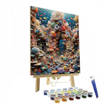 Vivid Coral Reef Scene Number Painting