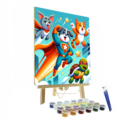 Dynamic Superhero Animals Painting By Numbers Kit