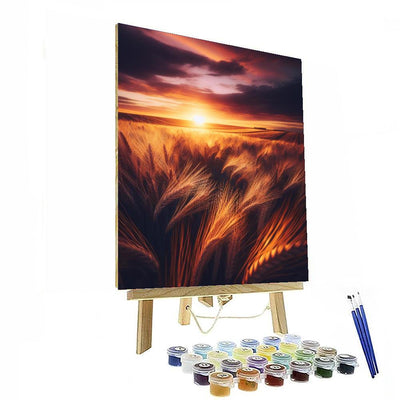 Golden Wheat Field Sunset Painting By Numbers Kit