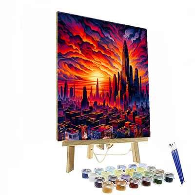 Sunset Over City Painting By Numbers Kit