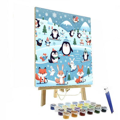 Cute Critters Winter Games DIY Paint By Numbers