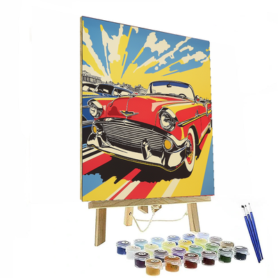 Roy Lichtenstein Inspired Vintage Cars On Parade  Paint By Numbers Kits