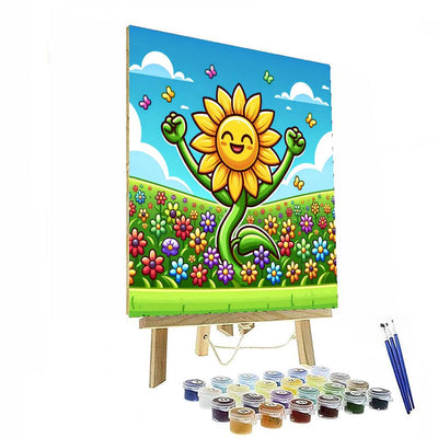 Bouncy Sunflower Friend DIY Paint By Numbers