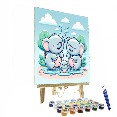 Playful Elephant Family Numbered Painting Kits