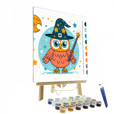 Whimsical Wizard Owl Number Painting