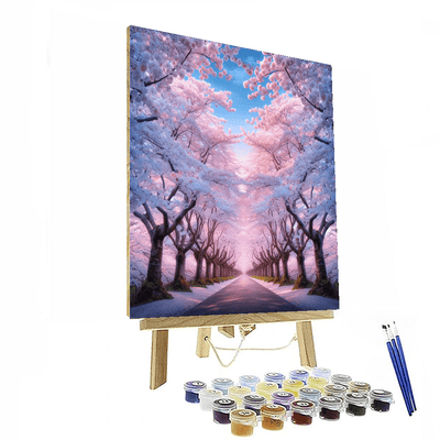 Charming Cherry Blossom Lane Painting Number Kit