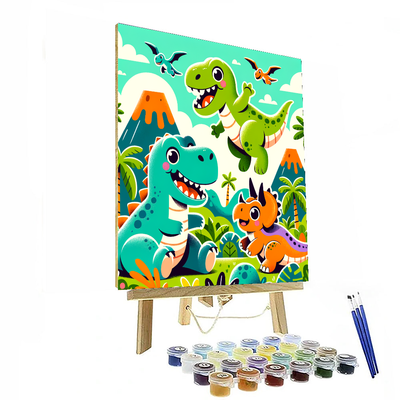 Playful Dinosaurs In Paradise Paint By Numbers Kits