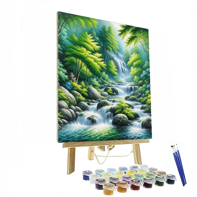 Cascading Mountain Stream Number Painting