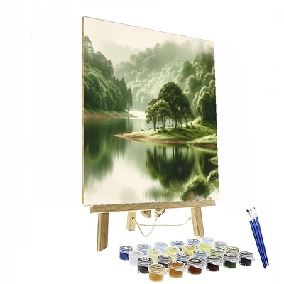 Lush Greenery And Calm Waters Number Painting