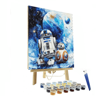 R2-d2 And Bb-8 Space Adventure - Disney Inspired Number Painting