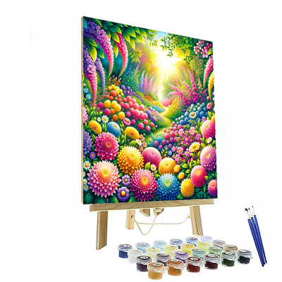 Cheerful Garden Blooms Paint By Number