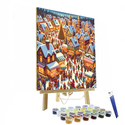 Winter Festival In The Village Paint By Color