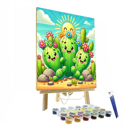 Happy Cactus Friends Number Painting