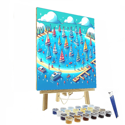 Colorful Seaside Regatta Number Painting