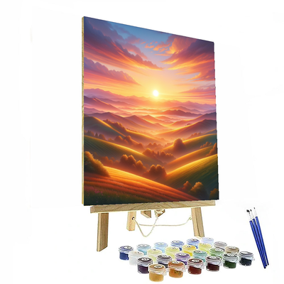 Tranquil Sunrise Over The Hills Numbered Painting Kits