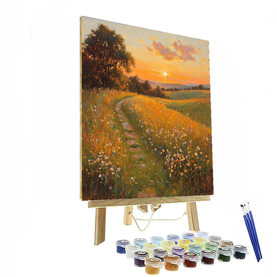 Claude Monet Inspired Golden Meadow At Sunset  Paint By Numbers Kits