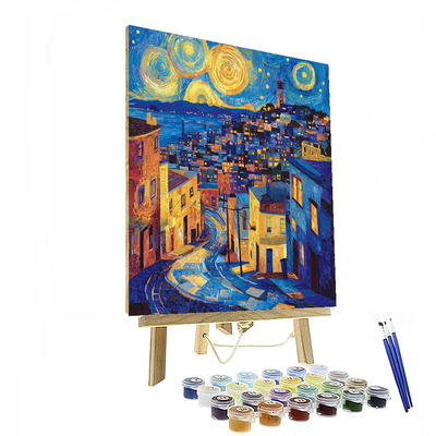 Vincent Van Gogh Inspired Vibrant Urban Nightscape  Paint By Numbers Art