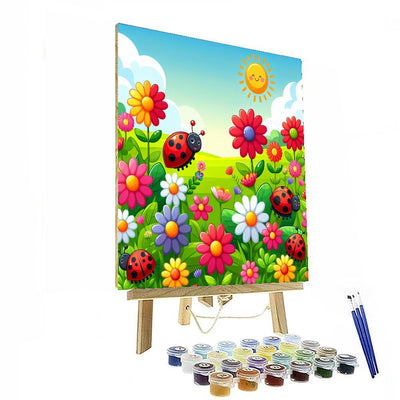 Garden Of Colors With Ladybugs And Flowers Paint By Numbers Art